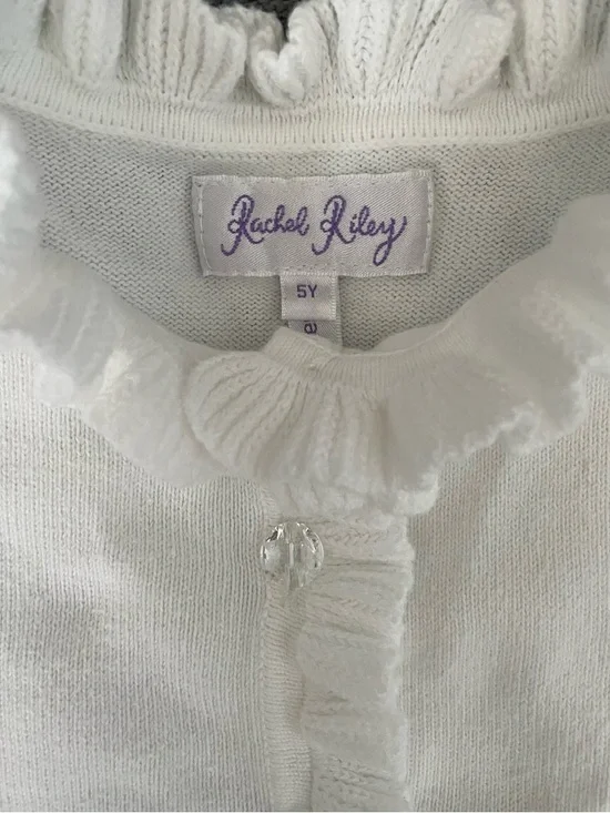 Rachel Riley Ivory Ruffle-Trim Knit Cardigan - Picture 3 of 4